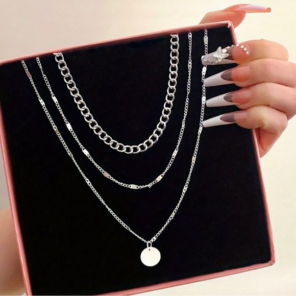 None Jewelry - Three Chain Layered Necklace